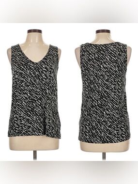 Nine West Soft Spun Sleeveless Top Black V Neck Tank